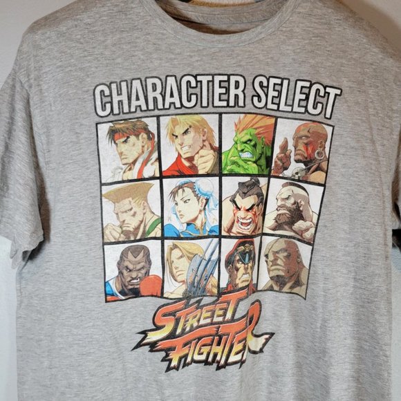 Street Fighter Men's T-Shirt Character Select Short Sleeve Gray Size XL - Picture 2 of 4